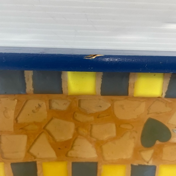 Mosaic Tile And Wooden Serving Tray Blue Colorful 16" X 11" - Picture 3 of 10